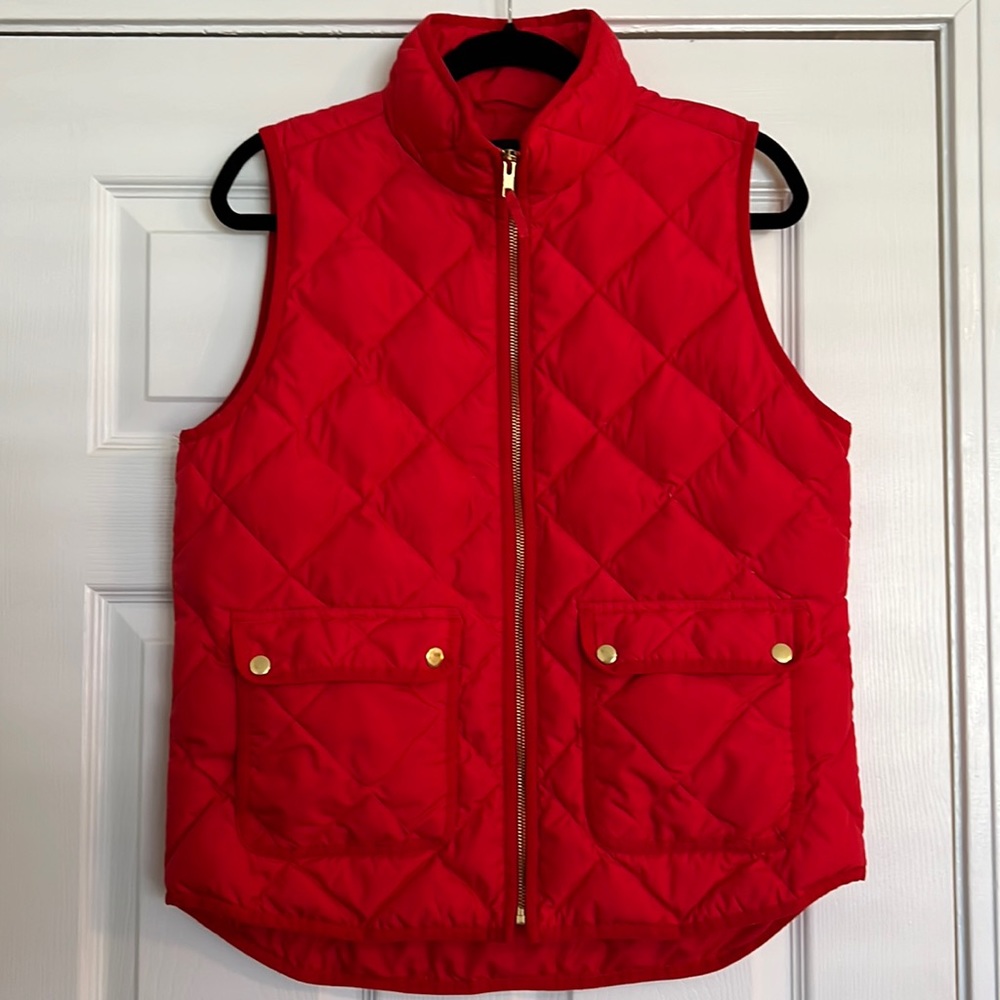 J. Crew Red Puffer Vest size Medium